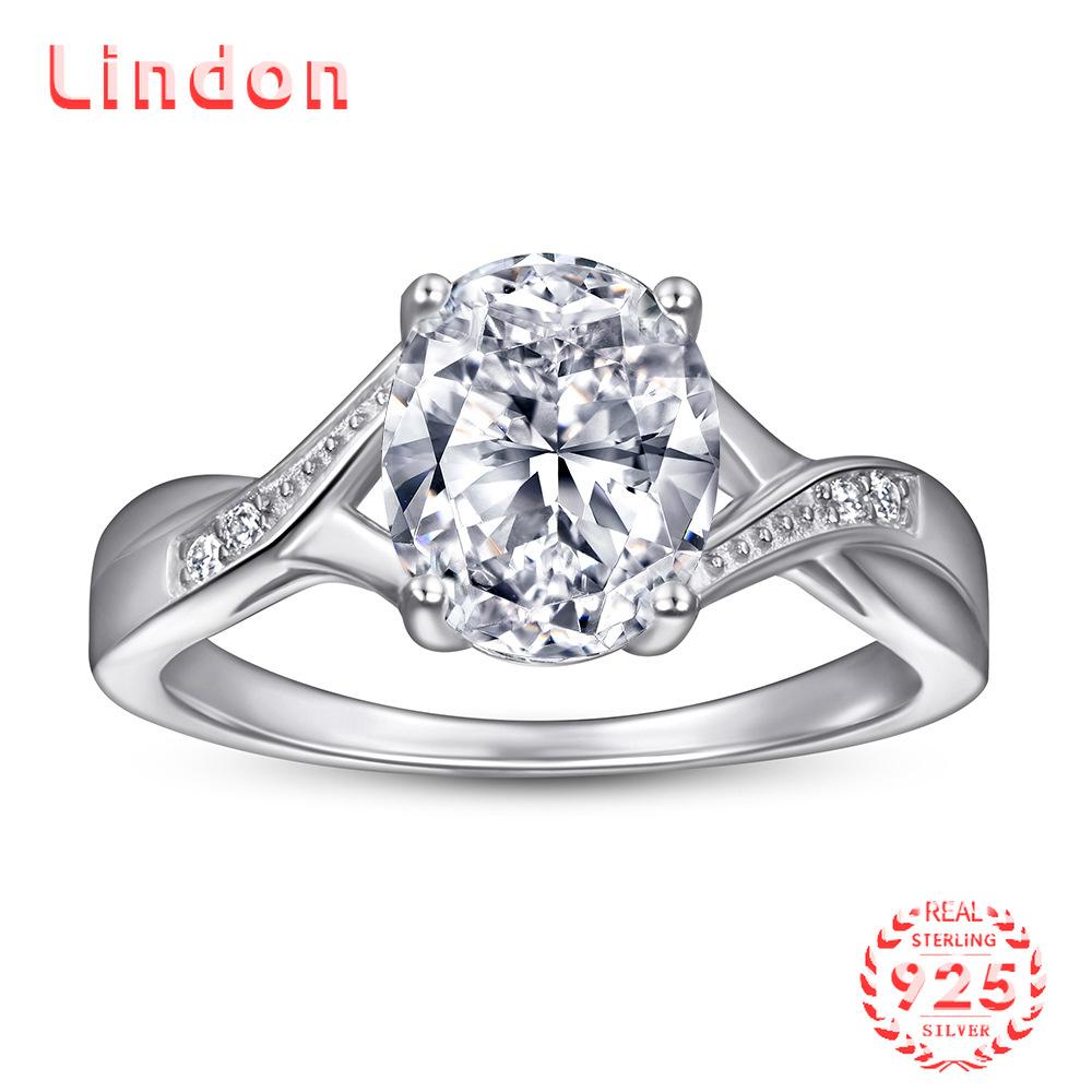 Классическое кольцо Lindon из стерлингового серебра 925 пробы с цирконом, женские ювелирные изделия, свадебный подарок для вечеринки