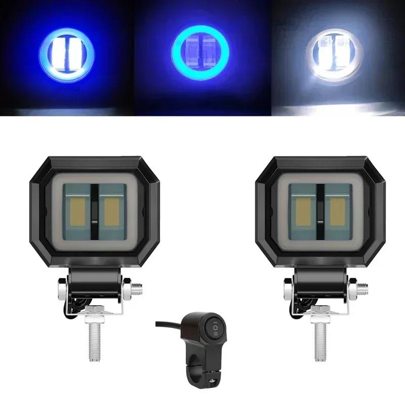 3 Inch 7D Lens LED Work Light Bar Square Car Headlight Halo For Motorcycle Jeeps ATV SUV 12V 24V Angel Eyes Driving Lights