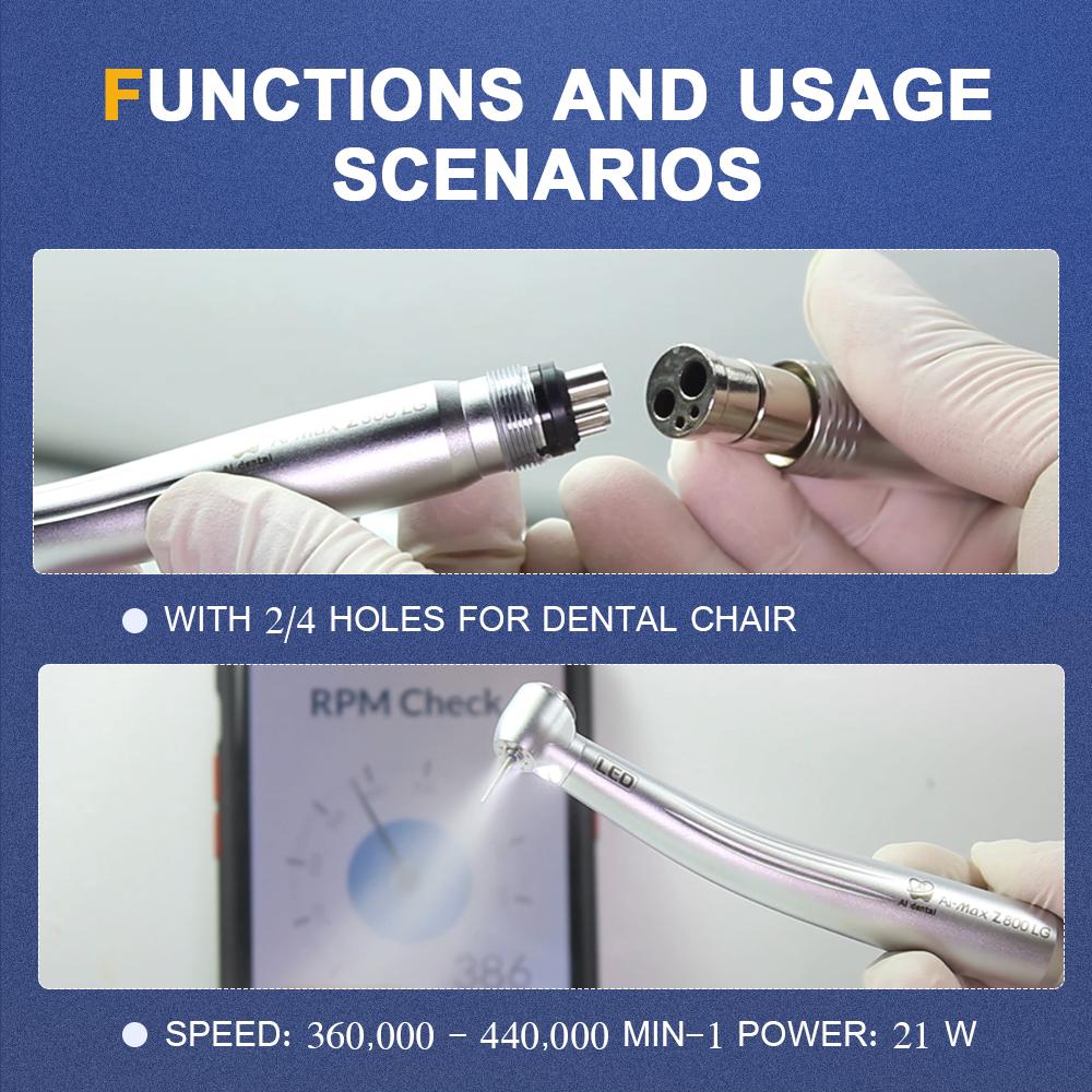 Стоматологический высокоскоростной наконечник Z800LG с автогенератором, светодиодный наконечник с миниатюрной головкой, 2/4 отверстия