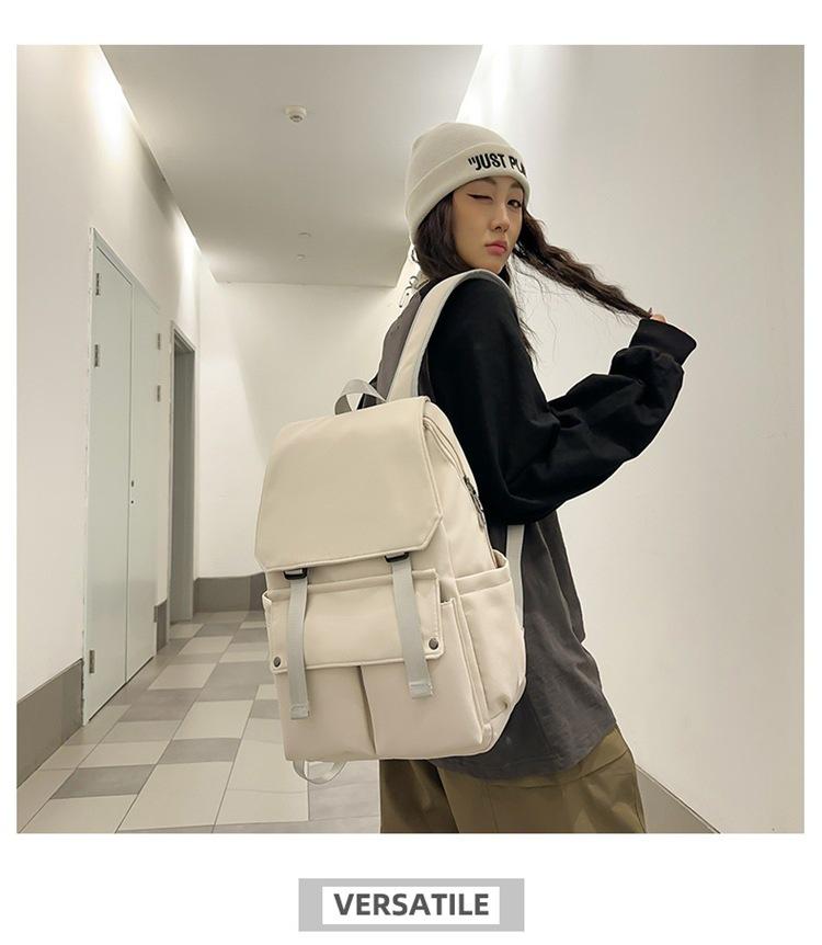 Solid Color Oxford Cloth Backpack: Large, Breathable, Splash-Proof for Daily Travel & College Students