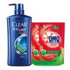 Набор: Шампунь Clear против перхоти для мужчин и стиральный порошок OMO
