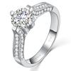 1 Carat Super Unique NSCD Diamond Ring 4 Prong Sterling Silver Engagement Ring Women 18K White Gold Plated Wedding Ring Anniversary Jewelry