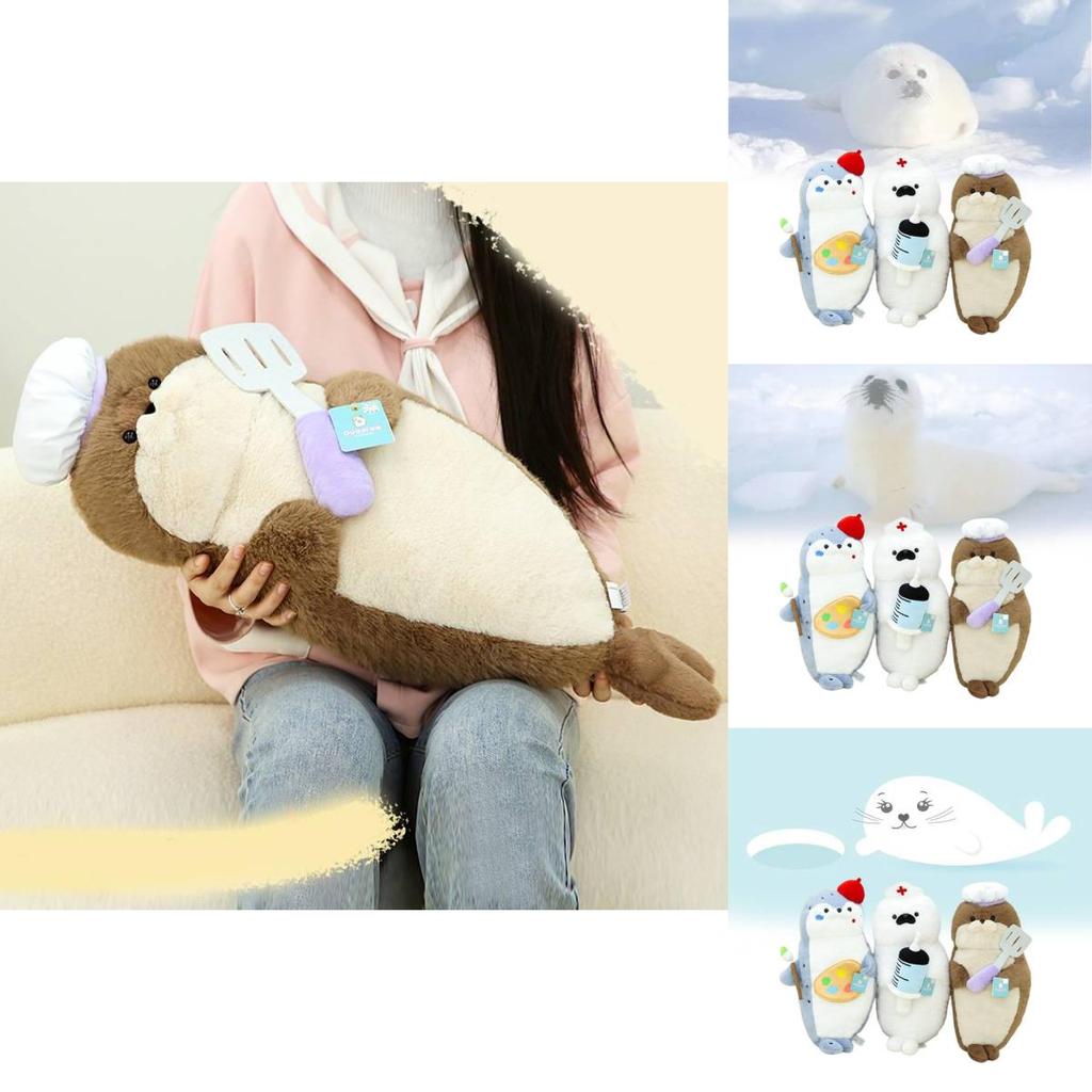 Cute Chef Seal Plush Doll Cozy Cuddly Animal Pillow For Relaxation And Play