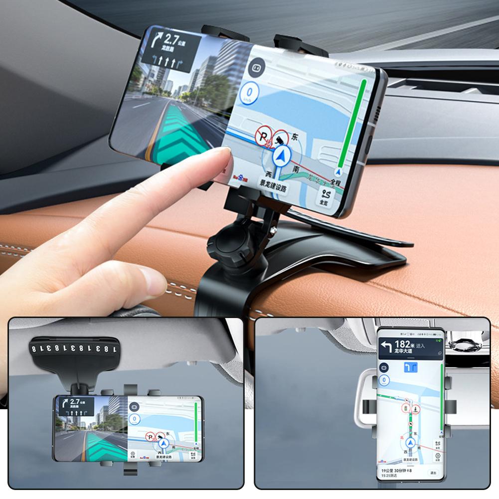 Универсальный автомобильный держатель для телефона Подставка Крепление-клипса на приборную панель Поддержка мобильного телефона Кронштейн для GPS 1200° Вращающийся дисплей T0V9