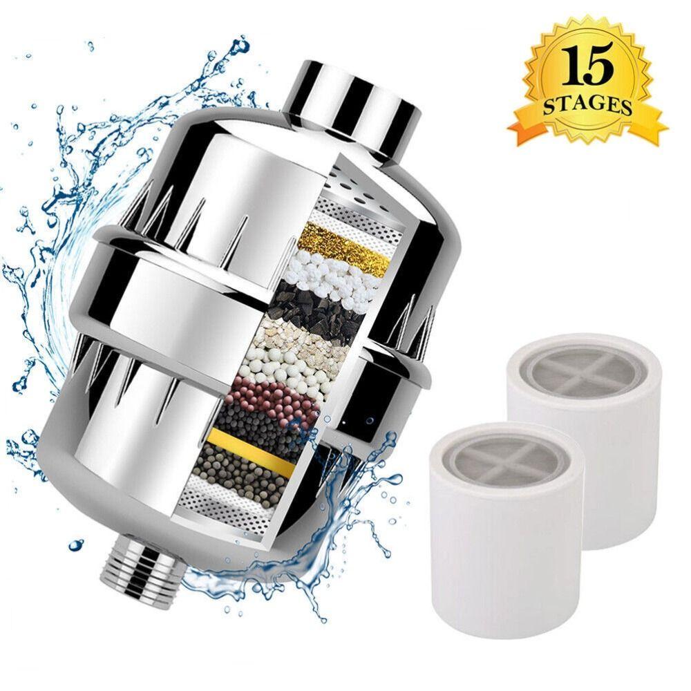 Removal Bathroom Activated Carbon Hard Water Purification Softener 15 Stages Shower Head Filter