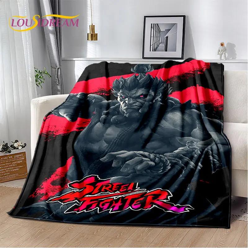Мягкое плюшевое одеяло Street Fighter в стиле ретро, игра-геймер, фланелевое одеяло для гостиной, спальни, кровати, дивана, чехол для пикника