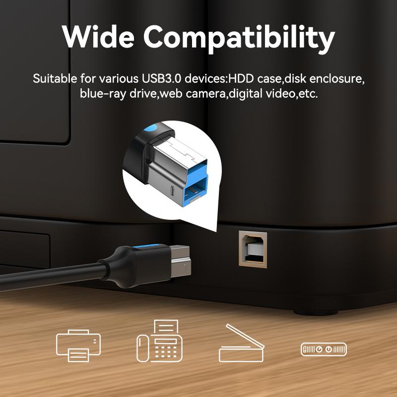 Vention USB Printer Cable USB Type-C to USB Type B 3.0 Cable for MacBook Pro/Air HP Canon Dell Type C Printer Scanner Cord