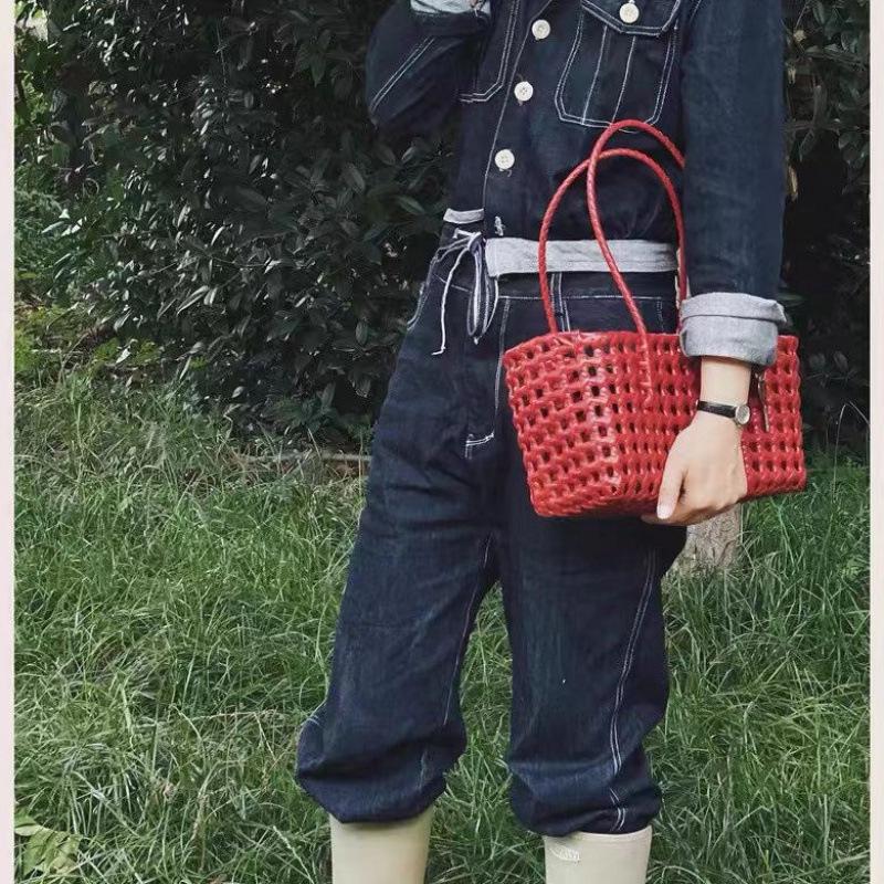 Корейская ажурная плетеная пляжная сумка с брелоком для ключей