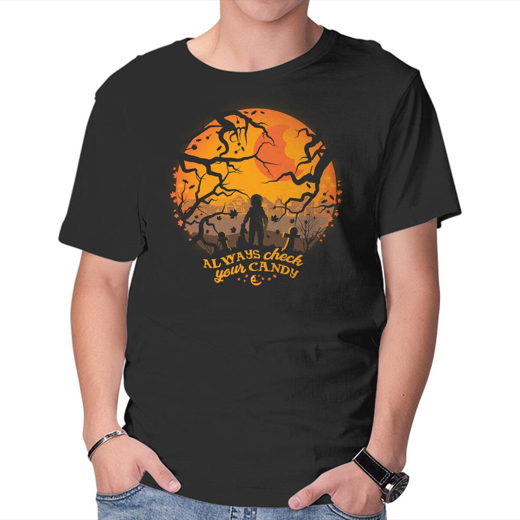 Unisex Crew Neck T-Shirt Always Check Your Candy Sam Graphic Short Sleeve Casual Tee