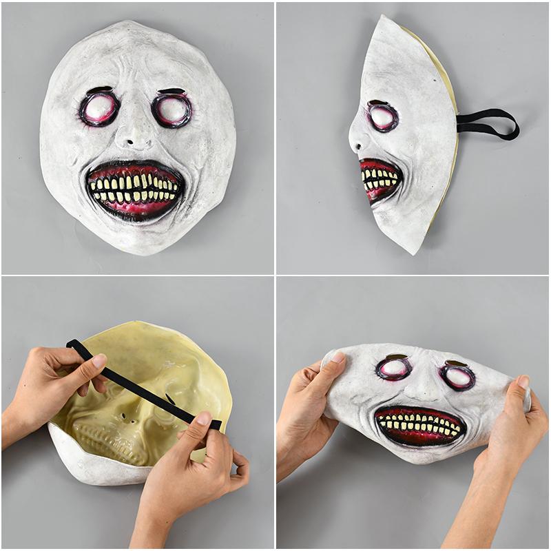 Halloween Mask Scary Smiling Demon Mask with White Eyes Halloween Party Accessories Gift Cosplay Costume Horror Props Supplies