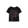 Letter Printed Bow Crew Neck Short Sleeve Shoulder T-Shirt Women's Summer Slim Spice Girl Navel Short Black Top