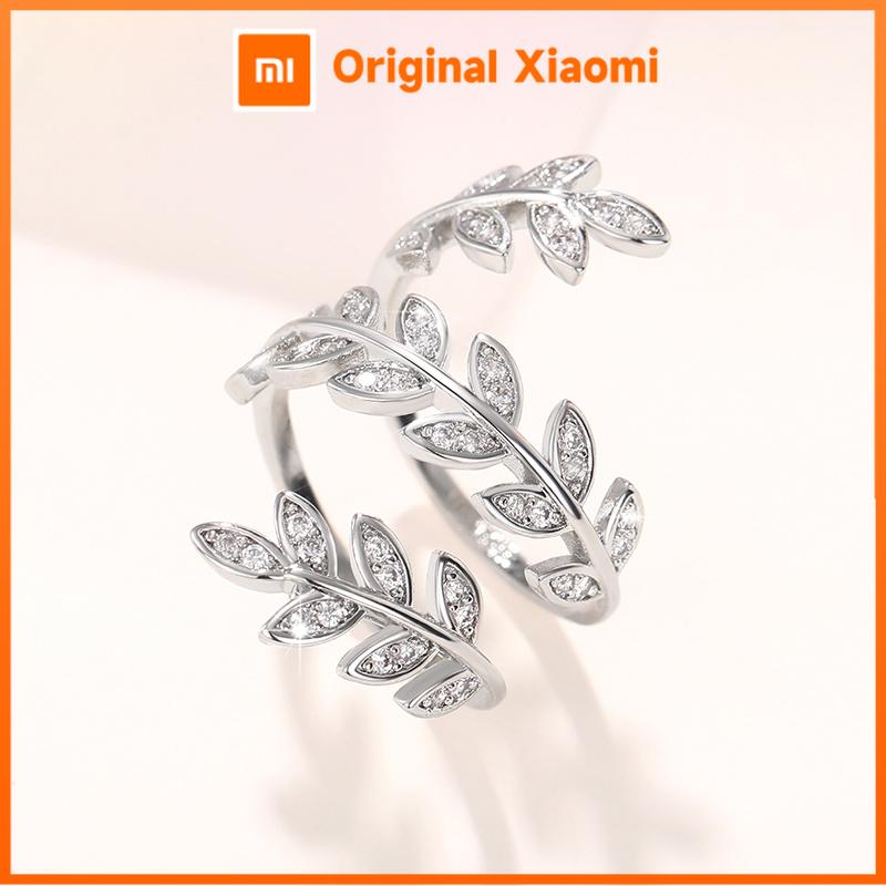 Xiaomi Huitan Silver Color Women Ring Leaf Vine Design Fresh Style Party Wedding Trendy Accessories Elegant Versatile Jewelry Inlaid CZ