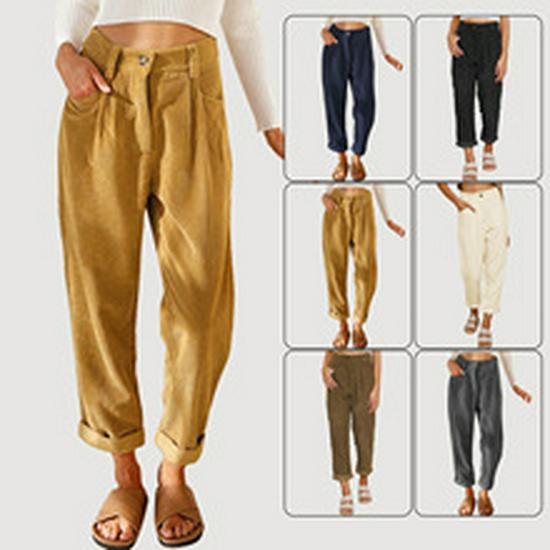 2025 Retro Corduroy Women's Harem Pants - European & American Spring/Autumn Style