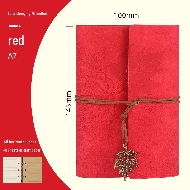 Ретро блокнот на кольцах «Кленовый лист» с настраиваемым логотипом и обложкой с эффектом «кожи»