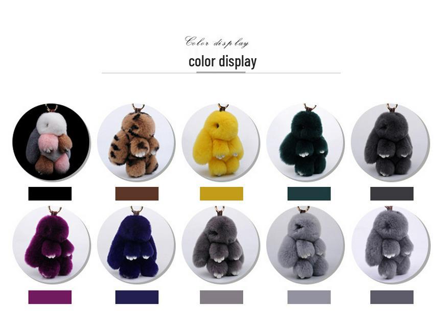 Брелок-помпон из меха кролика рекс - Милый плюшевый кролик-подвеска и шарм для сумки