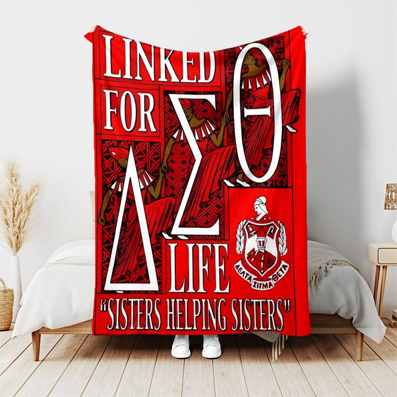 1pc Blanket Delta Sigma Theta logo Print Design, Lightweight Blanket for Sofa, Bed- Soft &Warm, Gift for All Seasons like Christmas, Halloween