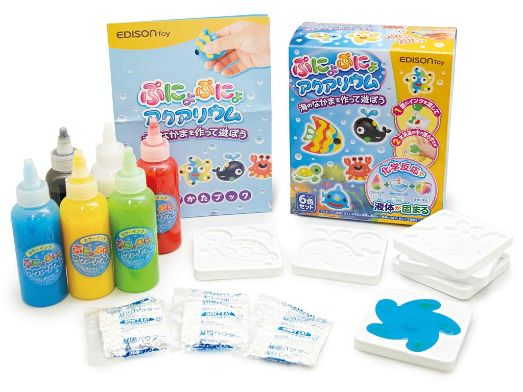 EDISON TOY Squishy Build and Play with Sea Ages 6 and Up Aquarium, Creatures, 6-Color Set, KJT12051,