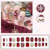 Christmas Fake Nails Short Press On Nails Square Red Full Cover Glue On Nails Christmas Nails With Cute Designs Extra Short With 2ml Glue