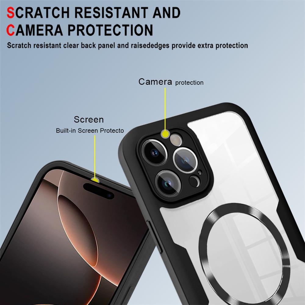 Чехол для телефона с полной защитой на 360° Magsafe для iPhone 16 15 13 11 14 12 Pro Max 16 15 Plus Funda Беспроводная зарядка Противоударный чехол