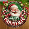 Wooden Christmas Sign with Santa Claus Pattern - Merry Christmas Round Sign for Front Door, Wall Hanging Decor - Ideal Christmas Gift