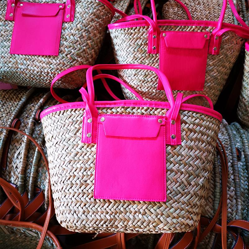 Laizhou Straw Woven Open Tote Bag - Women's Handbag & Shoulder Bag