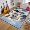 Husky Puppies in Snow Patterned carpet, non slip mat suitable for living room and bedroom sofas