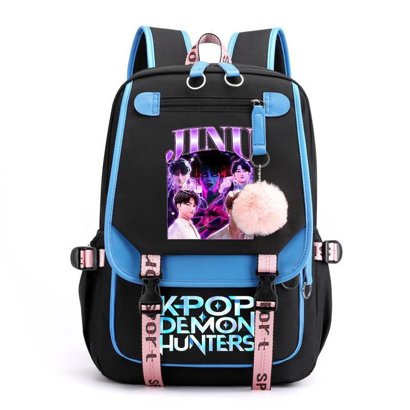 K-Pop Anime Printed Backpack Teens School Bag With Spine Support 20-35L Capacity Oxford Fabric Unisex College Style