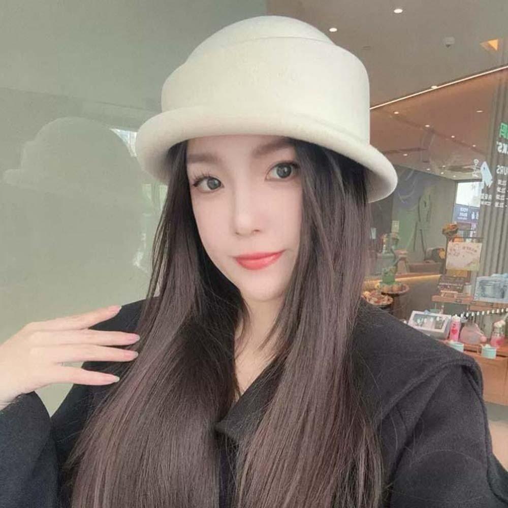 Versatile British Top Hat Beret Woolen Formal Hat Princess Hat Woolen Rolled Edge Cap Fashion Show