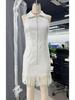 European Sleeveless Off-Shoulder Tassel Zipper Dress
