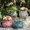 Retro Flower Pot Wrought Iron Iron Teacup Planter Ornaments Hollow Teapot Flowerpot Garden