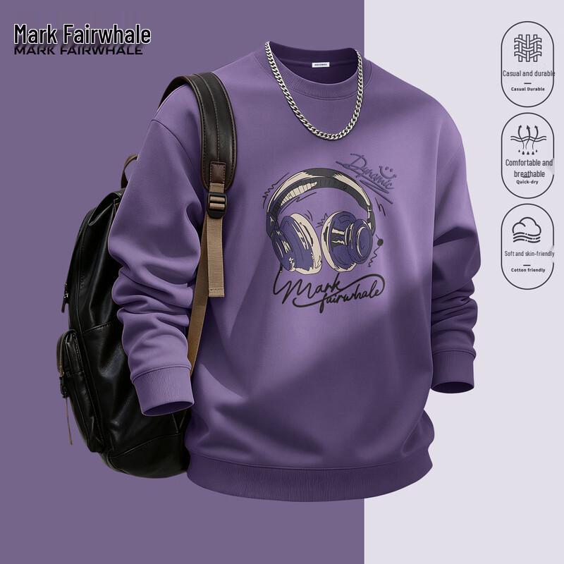 Mark Fairwhale Men's American Trend Heavyweight Round Neck Sweatshirt