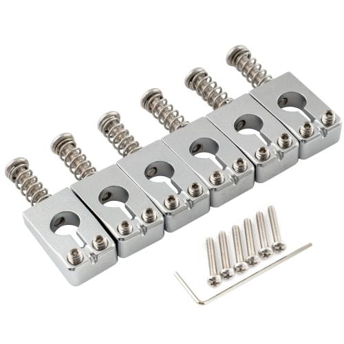 Musiclily Ultra 10.8mm Blast Tremolo Bridge Saddles for Strat Electric Guitars, Chrome (Set of 6)