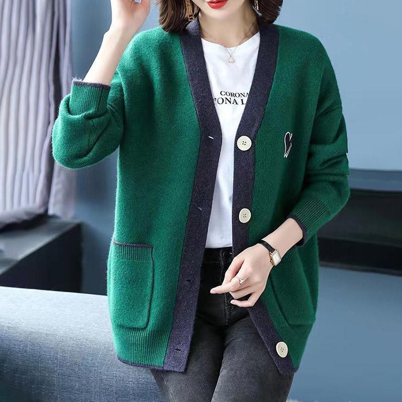 Вязаная куртка-кардиган, женская осенне-зимняя утолщенная теплая повседневная эластичная куртка-свитер, универсальная повседневная удобная куртка