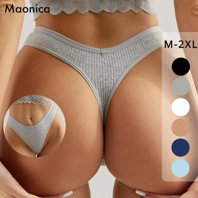 Женские хлопковые трусики с низкой талией в вертикальную полоску, простые удобные стринги, легкое и дышащее женское нижнее белье