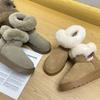 Меховые интегрированные зимние ботинки женские короткие ботинки на толстой подошве с роговой пряжкой женские ботинки осень и зима бархатные теплые хлопковые ботинки натуральная кожа хлопок