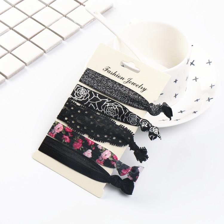 Korean Stylish Sweet Hair Bands Girls Knotted Elastic Soft Fabric Hair Tie Beach Tree Flower Fruit Heart Dotted Hair Ornament Gi