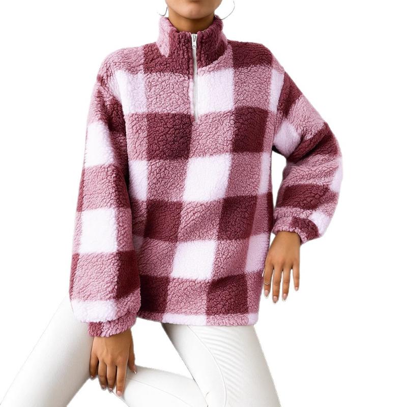 2025 Новый Повседневный Пуловер с Воротником-стойкой, на Молнии, с Длинным Рукавом, Многоцветная Женская Плюшевая Толстовка