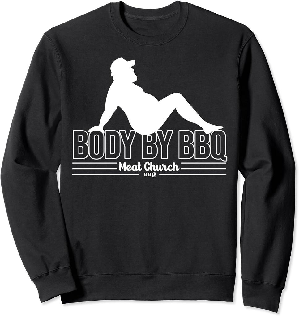 Mens Funny Body By BBQ Vintage Meat Church Shirt HOT Unisex Crewneck Sweatshirt
