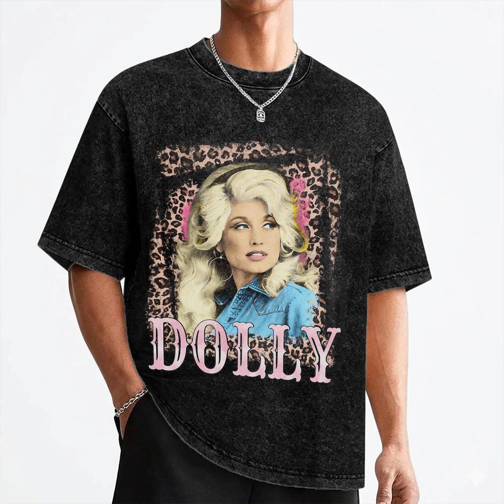 Singer D-Dolly Parton T Shirts Washed Cotton Harajuku T-Shirt Novelty Men Women Streetwear Summer Tops Tees