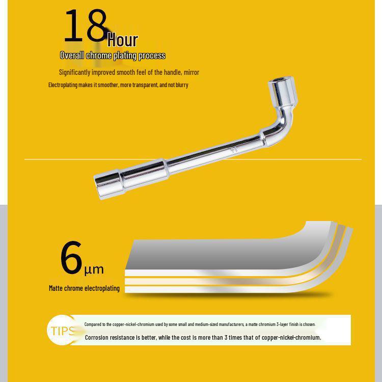 Г-образный торцевой ключ с проходным отверстием, шестигранный 6-22 мм, с крюком и коленчатой конструкцией.