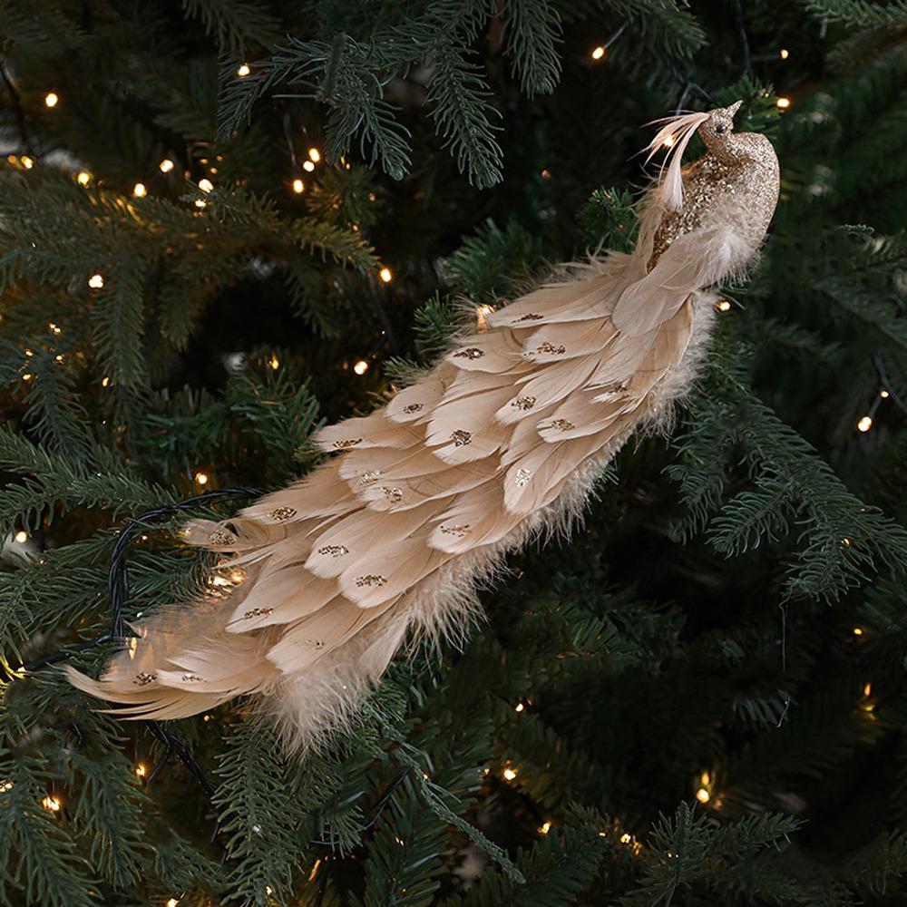 Красочные Рождественские Птички Украшения Блестящее Перо Украшение для Рождественской Елки Садовое Украшение