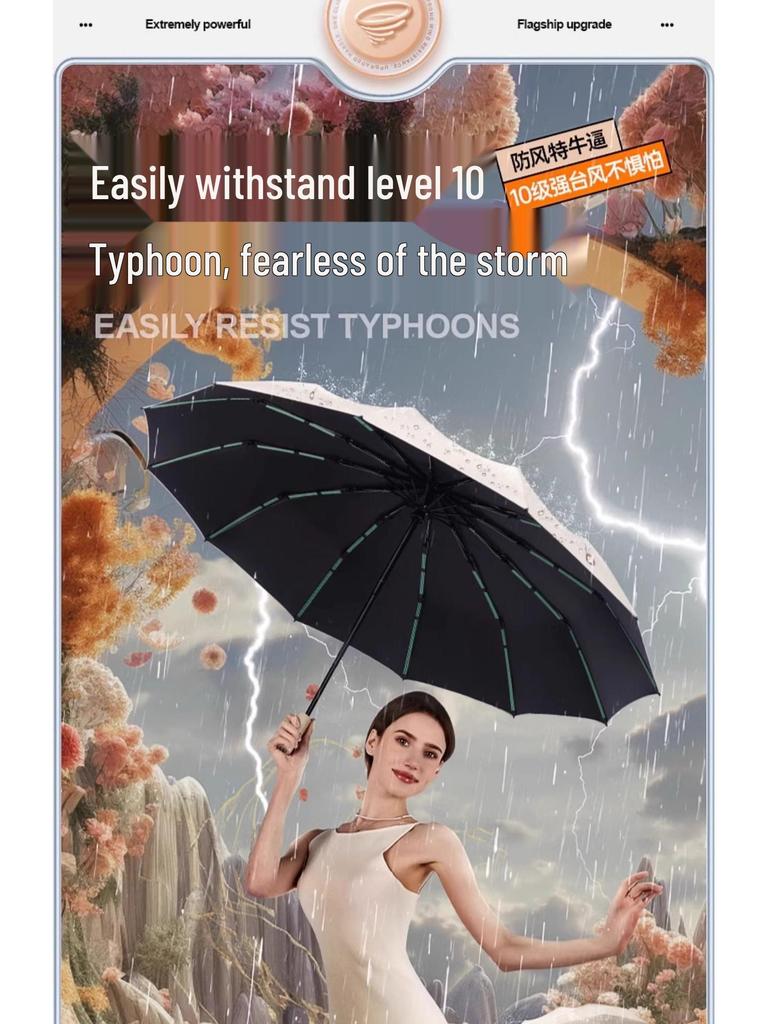 Очень большой складной зонт двойного назначения, автоматическое открытие, усиленный для дождя и солнца, защита от УФ-лучей, солнцезащитный козырек для женщин и мужчин