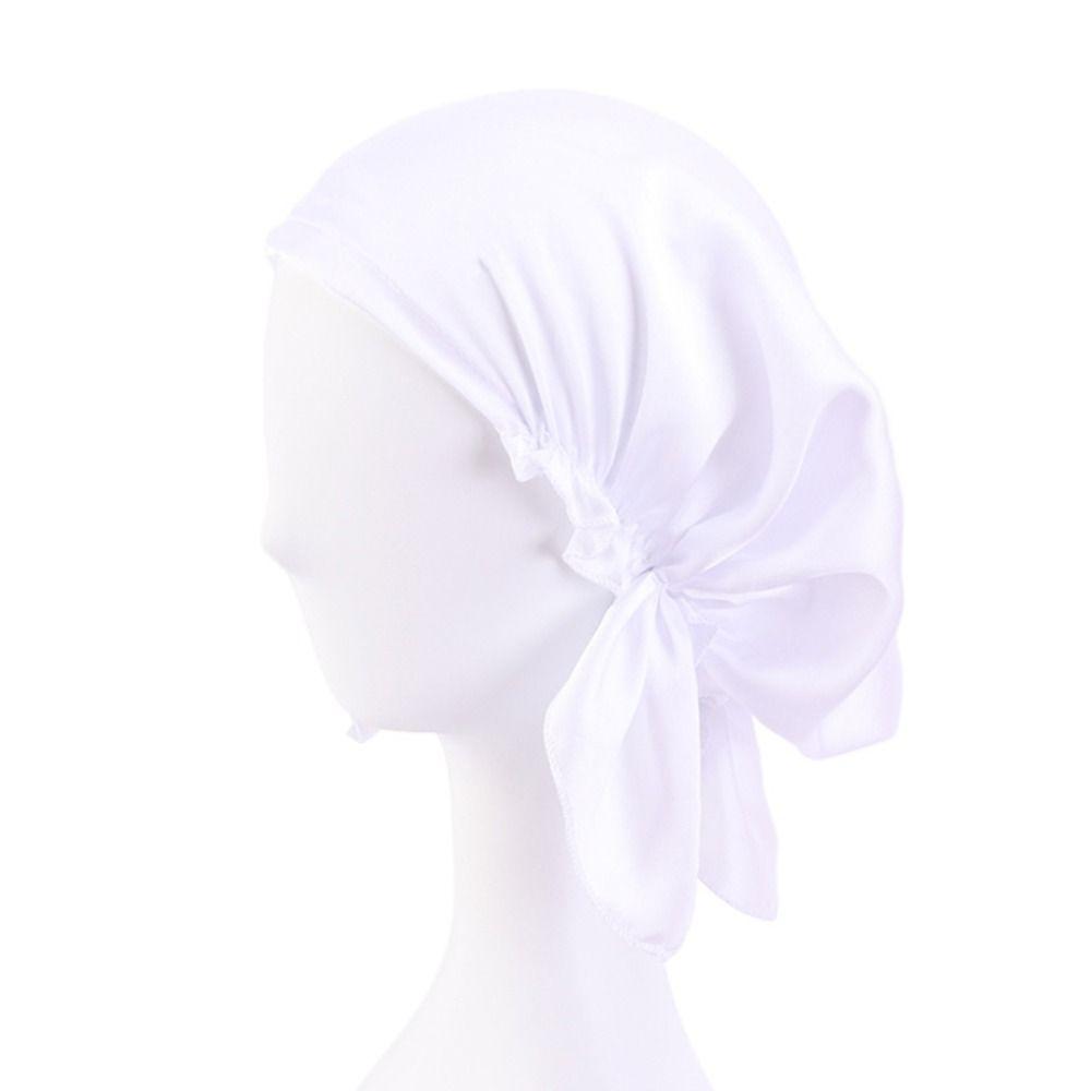 Women Bowknot Sleep Hat Breathable Silk Chemo Caps New Satin Night Cap