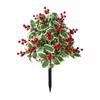 Front Porch Holiday Decor Artificial Poinsettia Flower Yard Stake, Red Christmas Floral Ground Spike Decor, Faux Potted Trees Weather?Resistant