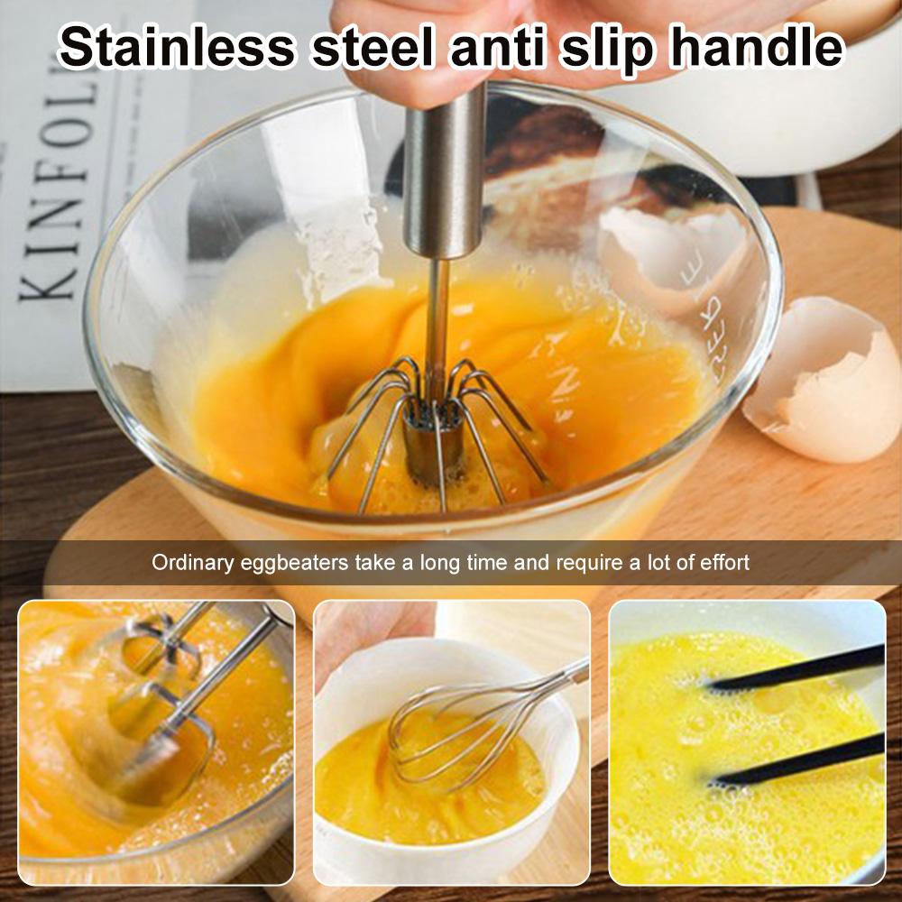 Полуавтоматический венчик для взбивания яиц Ручной миксер для яиц из нержавеющей стали Самовращающийся миксер для сливок Блендер для яиц Посуда Кухонные принадлежности