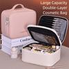 PU Leather Portable Cosmetic Bag Large Capacity Makeup Toiletries Organizer Travel
