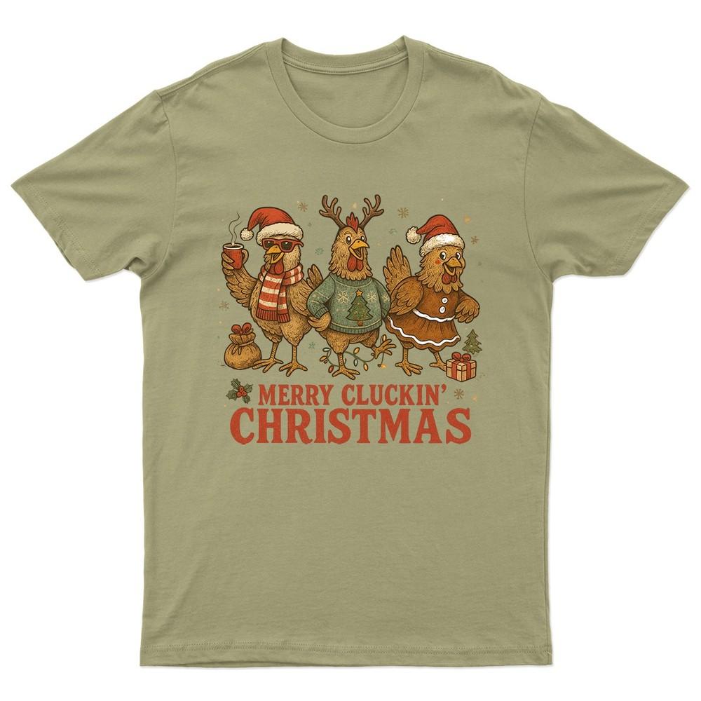 Merry Cluckin Christmas Holiday TShirt Unisex Gift Retro Seasonal Funny Xmas a