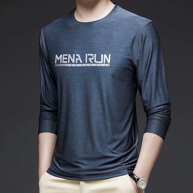 Fashion Gradient Graphic Men's T Shirts Autumn Man Clothes Crew Neck Long Sleeve T-Shirts Tops Men's T-Shirt Outdoor Pullover