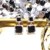 Серьги-пусеты из серебра S925 геометрической формы, черные, длинные квадратные, с инкрустированными сверкающими бриллиантами - Минималистичный корейский стиль для женщин