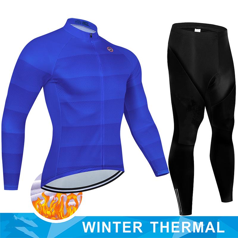 2026 Winter Fleece Warm Winter Thermal Fleece Cycling Jersey Set Man's Long Sleeves Cycling Kits Mountain Bike Jersey Road Bike Cycling Suit